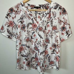 Papermoon, Short Sleeve Floral Blouse, Size Small Petite